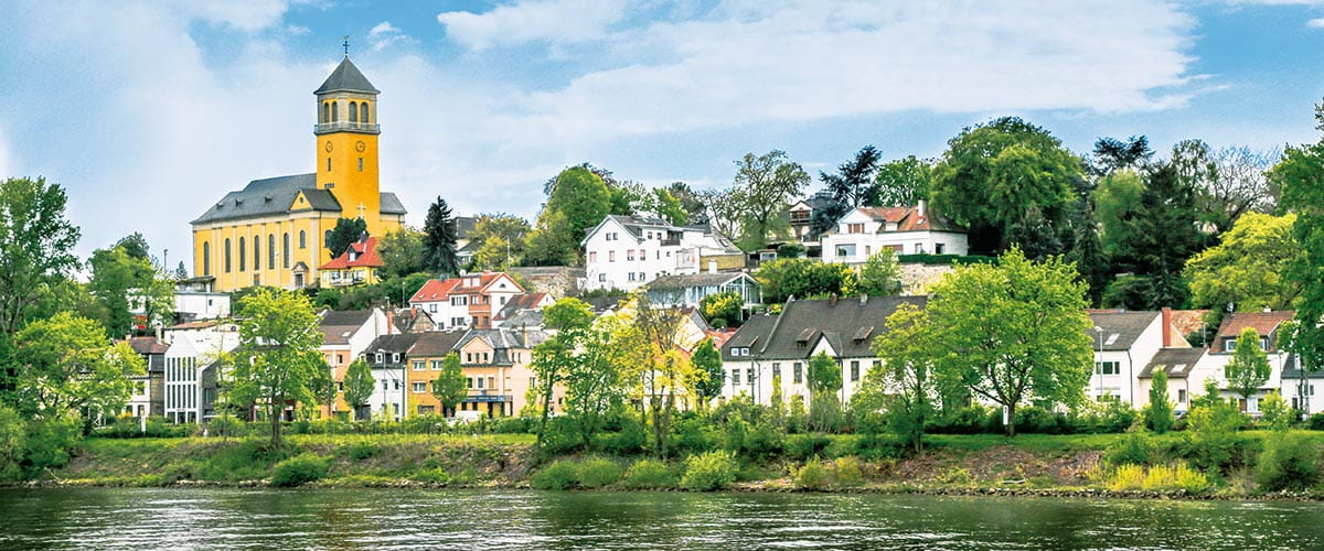 The riverfront of Mainz, Germany